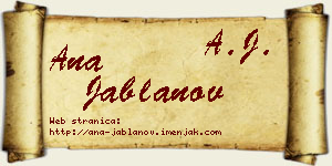 Ana Jablanov vizit kartica